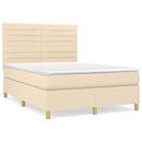 kontinentalseng med madras 140x190 cm stof cremefarvet