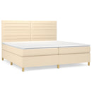 kontinentalseng med madras 200x200 cm stof cremefarvet