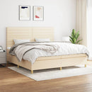 kontinentalseng med madras 200x200 cm stof cremefarvet