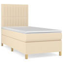 kontinentalseng med madras 90x190 cm stof cremefarvet