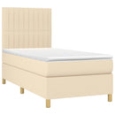 kontinentalseng med madras 90x190 cm stof cremefarvet