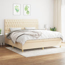 kontinentalseng med madras 200x200 cm stof cremefarvet