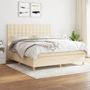 kontinentalseng med madras 160x200 cm stof cremefarvet