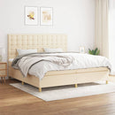 kontinentalseng med madras 200x200 cm stof cremefarvet