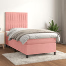 kontinentalseng med madras 90x190 cm fløjl pink