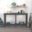 arbejdsbord 140x50x80 cm massivt fyrretræ grå