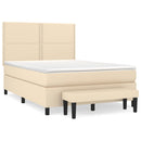 kontinentalseng med madras 140x190 cm stof cremefarvet