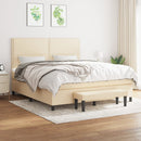 kontinentalseng med madras 180x200 cm stof cremefarvet