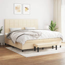 kontinentalseng med madras 200x200 cm stof cremefarvet