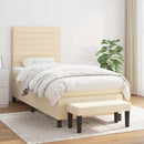kontinentalseng med madras 90x200 cm stof cremefarvet