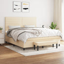 kontinentalseng med madras 160x200 cm stof cremefarvet