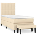 kontinentalseng med madras 90x190 cm stof cremefarvet