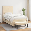 kontinentalseng med madras 90x190 cm stof cremefarvet