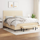 kontinentalseng med madras 160x200 cm stof cremefarvet