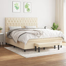 kontinentalseng med madras 160x200 cm stof cremefarvet