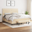 kontinentalseng med madras 180x200 cm stof cremefarvet