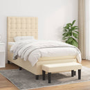 kontinentalseng med madras 90x190 cm stof cremefarvet