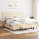 kontinentalseng med madras 200x200 cm stof cremefarvet