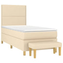 kontinentalseng med madras 90x190 cm stof cremefarvet