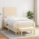 kontinentalseng med madras 100x200 cm stof cremefarvet