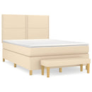 kontinentalseng med madras 140x190 cm stof cremefarvet