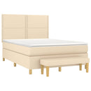 kontinentalseng med madras 140x190 cm stof cremefarvet