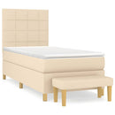 kontinentalseng med madras 90x190 cm stof cremefarvet