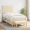kontinentalseng med madras 90x190 cm stof cremefarvet