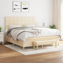 kontinentalseng med madras 160x200 cm stof cremefarvet