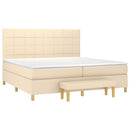 kontinentalseng med madras 200x200 cm stof cremefarvet