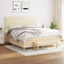 kontinentalseng med madras 160x200 cm stof cremefarvet