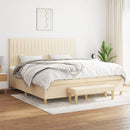 kontinentalseng med madras 200x200 cm stof cremefarvet