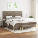 kontinentalseng med madras 200x200 cm stof gråbrun