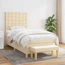 kontinentalseng med madras 90x190 cm stof cremefarvet