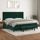 kontinentalseng med madras 200x200 cm fløjl mørkegrøn