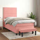 kontinentalseng med madras 90x190 cm fløjl pink