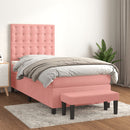 kontinentalseng med madras 90x190 cm fløjl pink
