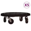 plantevogne 5 stk. med hjul 275 kg diam. 40 cm sort