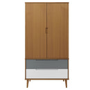 tøjskab MOLDE 90x55x175 cm massivt fyrretræ brun