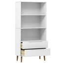 bogreol MOLDE 85x35x170,5 cm massivt fyrretræ hvid