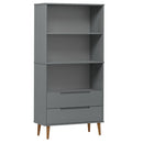 bogreol MOLDE 85x35x170,5 cm massivt fyrretræ grå