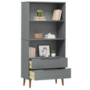bogreol MOLDE 85x35x170,5 cm massivt fyrretræ grå