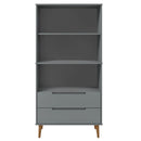bogreol MOLDE 85x35x170,5 cm massivt fyrretræ grå
