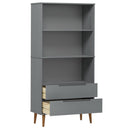 bogreol MOLDE 85x35x170,5 cm massivt fyrretræ grå