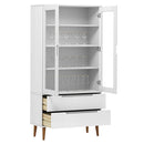 vitrineskab MOLDE 90x35x175 cm massivt fyrretræ hvid