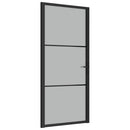 dør 93x201,5 cm sikkerhedsglas mat glas og aluminium sort
