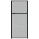 dør 93x201,5 cm sikkerhedsglas mat glas og aluminium sort