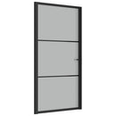 dør 102,5x201,5 cm sikkerhedsglas mat glas og aluminium sort