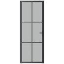 dør 76x201,5 cm mat glas og aluminium sort