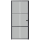 dør 93x201,5 cm sikkerhedsglas mat glas og aluminium sort